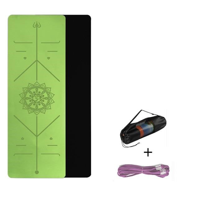 Eco-Friendly Yoga Mat with Body Alignment Lines, Double Layered Non-Slip Textured Surfaces, Perfect for Yoga, Pilates & Fitness