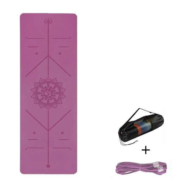 Eco-Friendly Yoga Mat with Body Alignment Lines, Double Layered Non-Slip Textured Surfaces, Perfect for Yoga, Pilates & Fitness