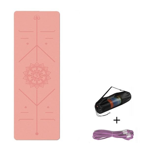 Eco-Friendly Yoga Mat with Body Alignment Lines, Double Layered Non-Slip Textured Surfaces, Perfect for Yoga, Pilates & Fitness