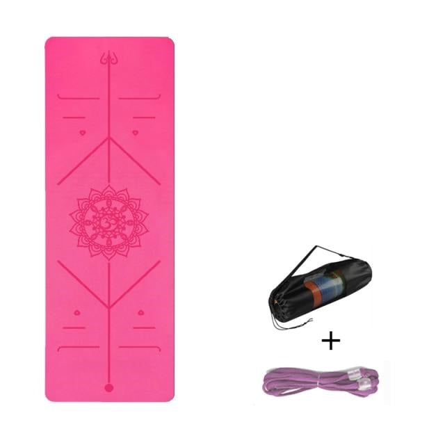 Eco-Friendly Yoga Mat with Body Alignment Lines, Double Layered Non-Slip Textured Surfaces, Perfect for Yoga, Pilates & Fitness